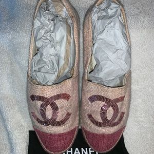 Chanel Espadrilles Pink Sequin 39